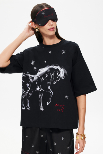 Маска с вышивкой DREAMS BY ALENA AKHMADULLINA, цвет: Черный 225102440204562/203000 купить онлайн