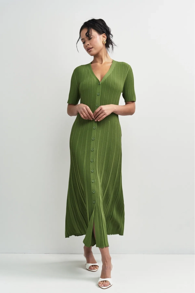 Платье трикотажное на пуговицах Erist store, цвет: зеленый, НФ-00003311 купить онлайн