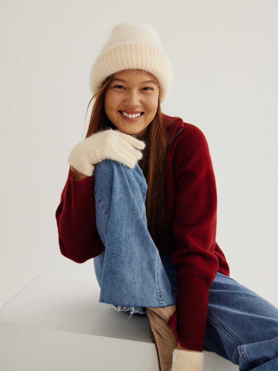 Перчатки из ангоры Chaika, цвет: кремовый PR-6 купить онлайн