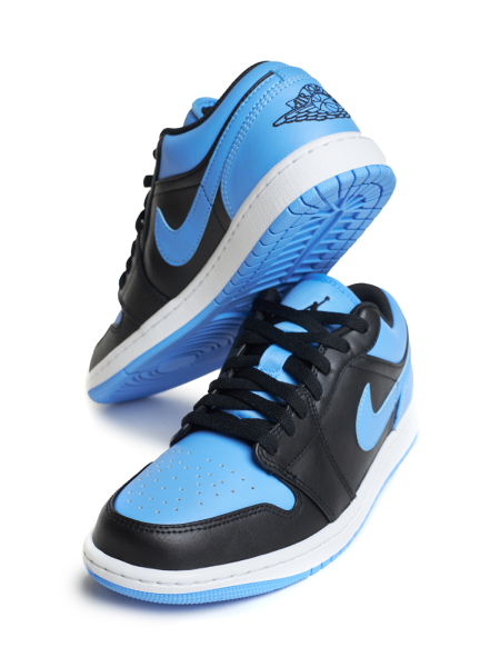 Кроссовки мужские Jordan 1 Low "Black University Blue" NKDADDYS SNEAKERS, цвет: голубой 553558-041 купить онлайн