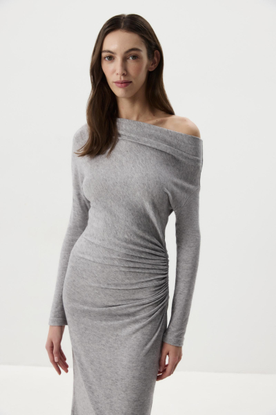 Платье с драпировкой из мягкого трикотажа Charmstore, цвет: серый, 207-512107-884 купить онлайн