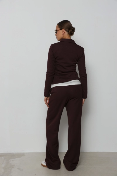 Свитшот-поло полуприлегающего кроя Ricoco, цвет: сливовый, 4084/3 купить онлайн