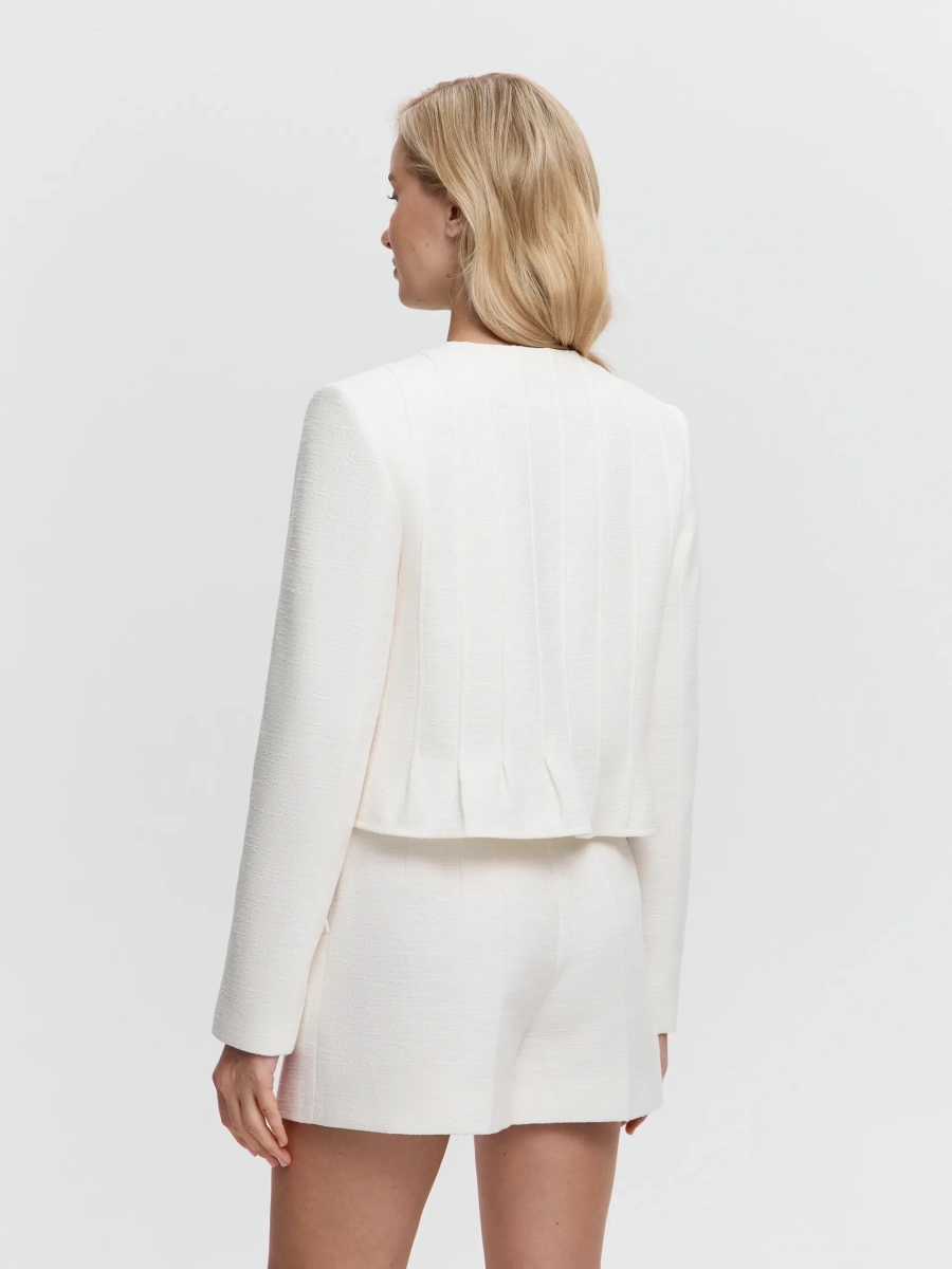 Укороченный жакет из твида ANNA PEKUN, цвет: белый,  купить онлайн