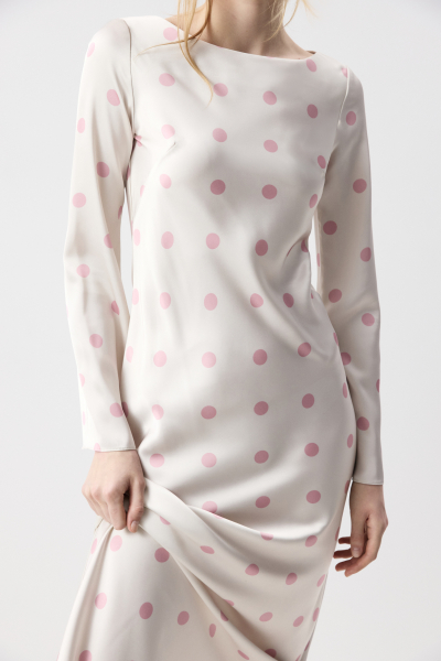 Платье из сатина с расклешенными рукавами Charmstore, цвет: розовый горох на молочном, 111-56260-1006 купить онлайн