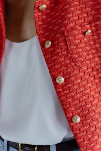 Жакет из твида укороченный со стойкой VLVT, цвет: красный, 00-00005378 купить онлайн