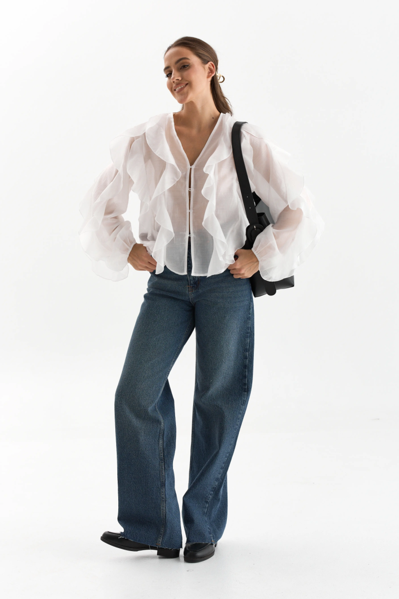 Блуза из лиоцелла с рюшами