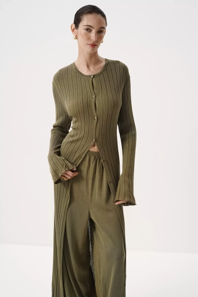 Кардиган макси из лиоцелла и шерсти Charmstore, цвет: жженая олива, 305-586119-1010 купить онлайн