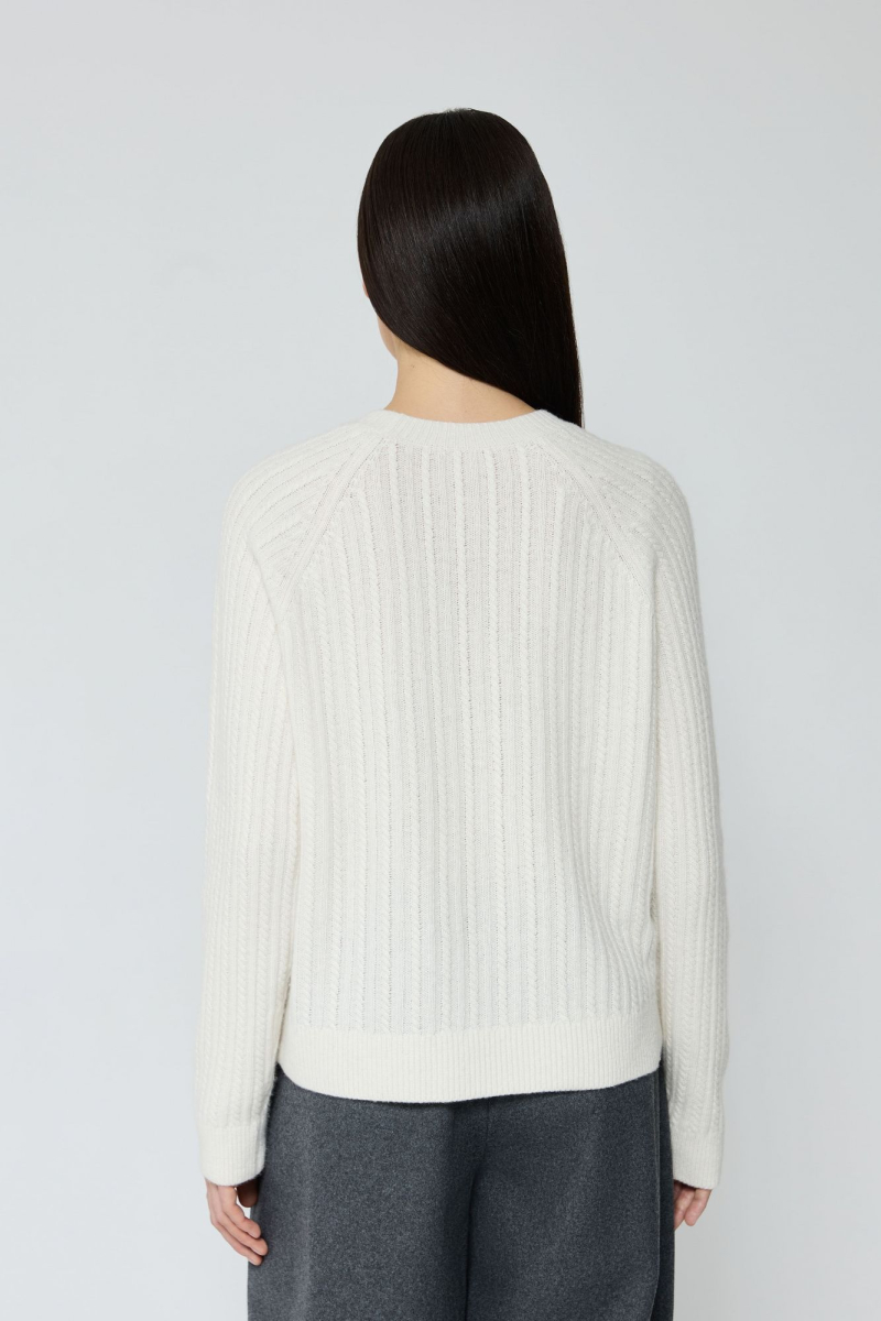 Джемпер в косы из смесового кашемира AROUND, цвет: молочный, 2111_83C13 купить онлайн