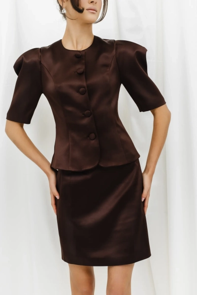 Юбка из атласа мини VELVET, цвет: шоколадный, 00-00005255 купить онлайн