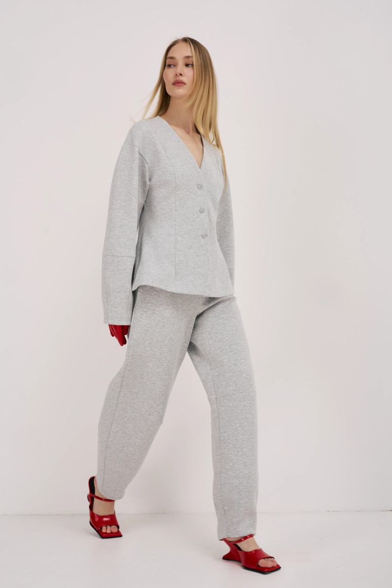 Жакет из трикотажного модала Ricoco, цвет: серый меланж,  купить онлайн