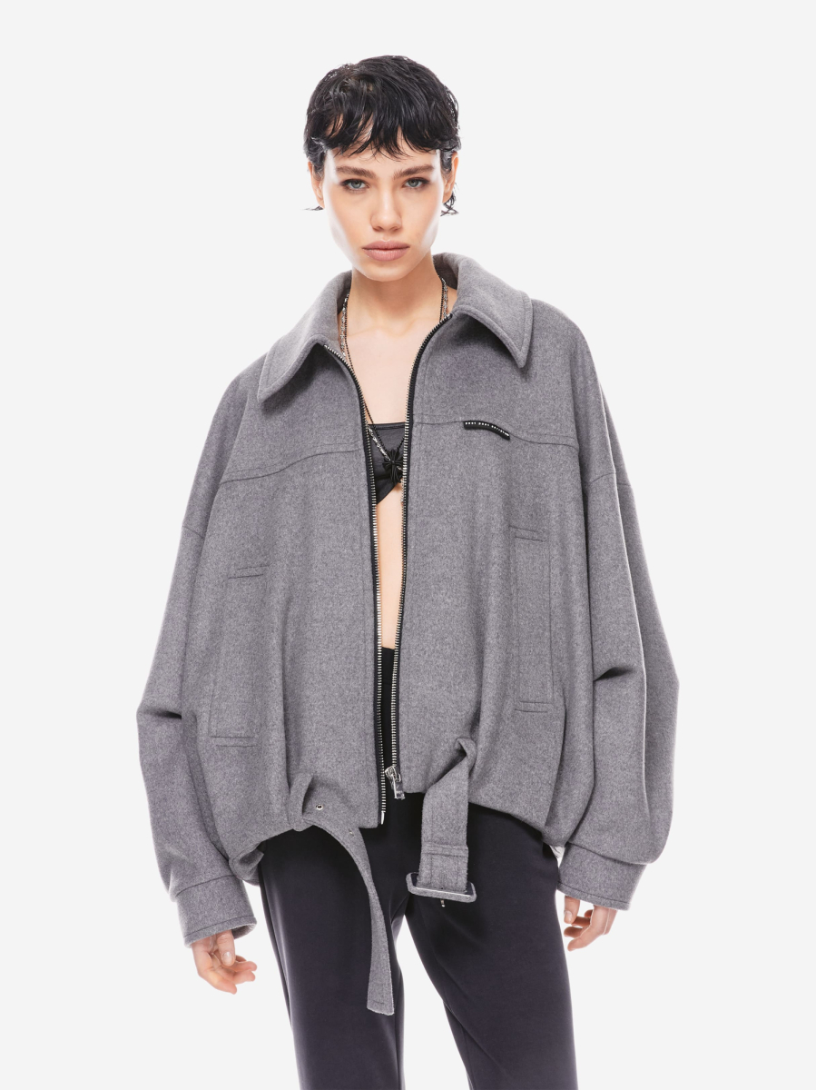 Шерстяной бомбер - пальто