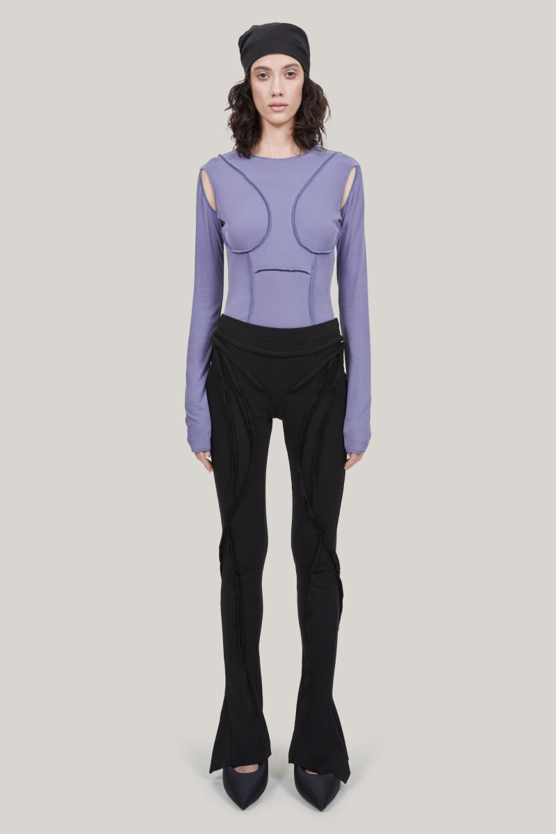 Боди с рельефами из модала в рубчик POST POST SCRIPTUM, цвет: фиолетовый, P_0209сиреневый купить онлайн