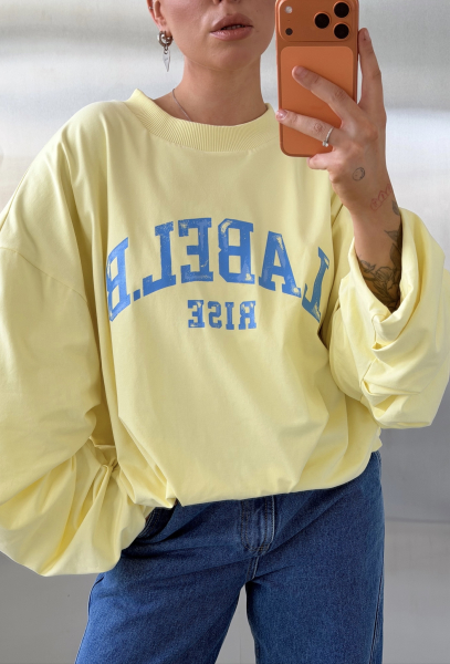 Свитшот с защипами тонкий Label .B, цвет: Светло-желтый,  купить онлайн