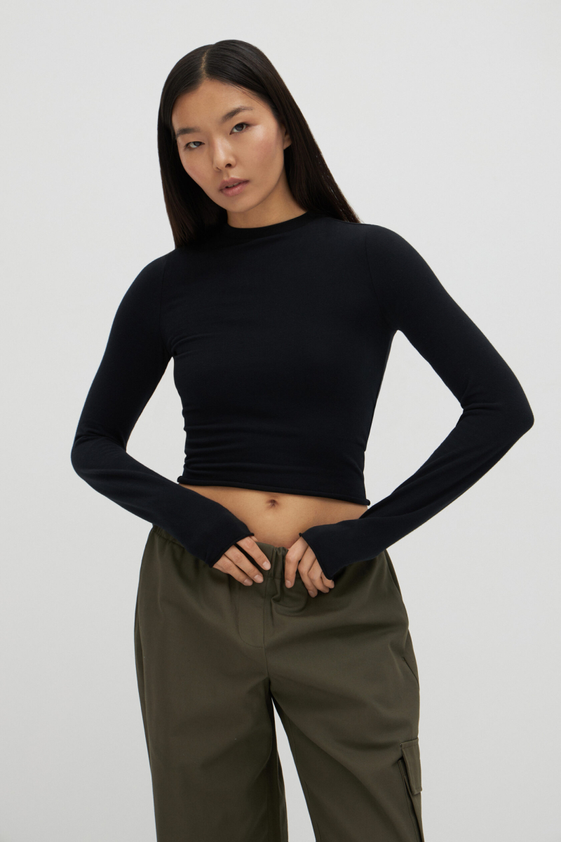 Лонгслив slim black