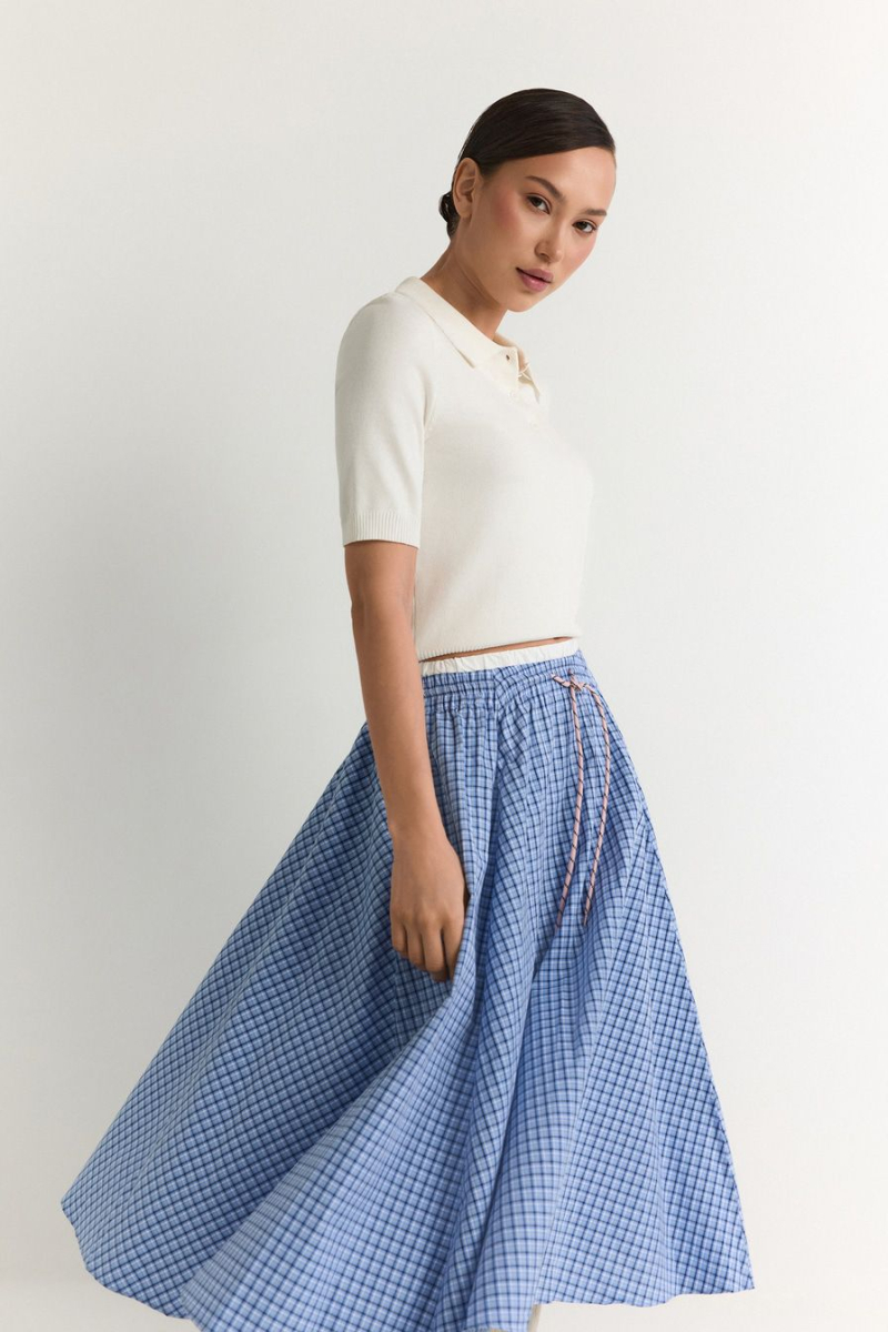 Юбка из 100% хлопка TOPTOP, цвет: голубой с принтом, TT.071.18818.601 купить онлайн