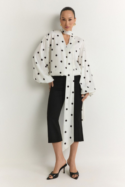 Блуза с принтом «горох» TOPTOP, цвет: молочный с принтом, TT.020.18396.121 купить онлайн
