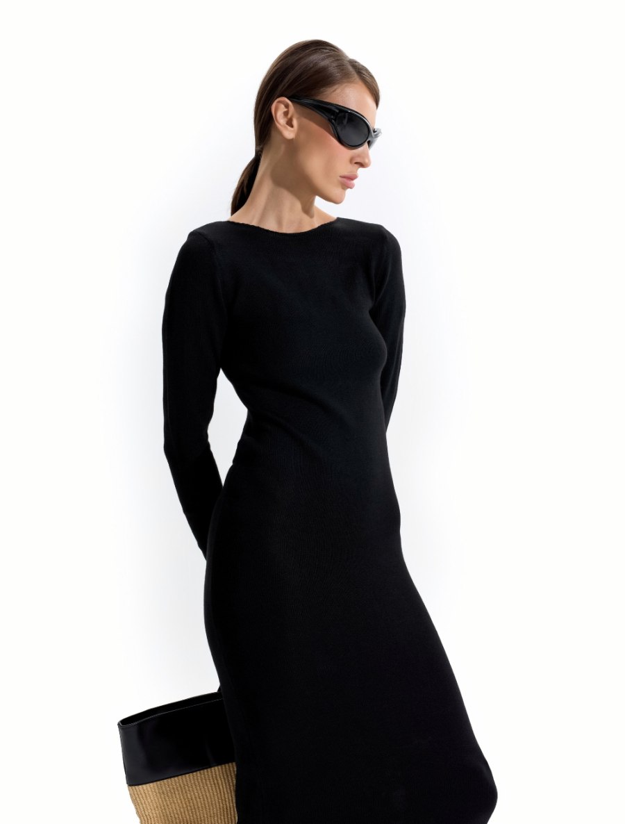 Вязанное платье макси ANOTHER SELECT, цвет: Черный, 00069 купить онлайн