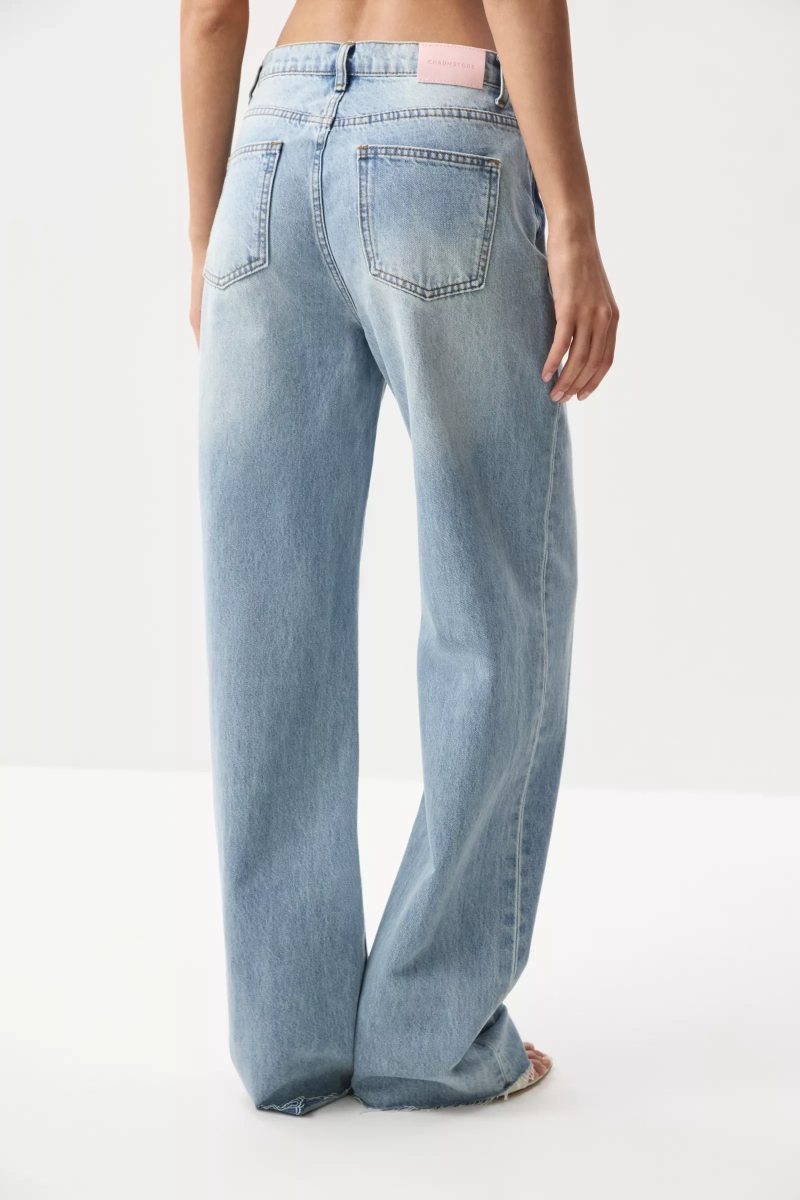 Джинсы с необработанным низом Charmstore, цвет: винтажный голубой, 401-375101-682 купить онлайн