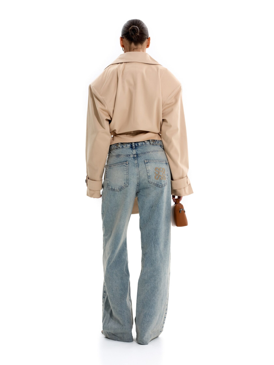 Укороченный тренч с объемными плечами ANOTHER SELECT, цвет: бежевый, 00051 купить онлайн