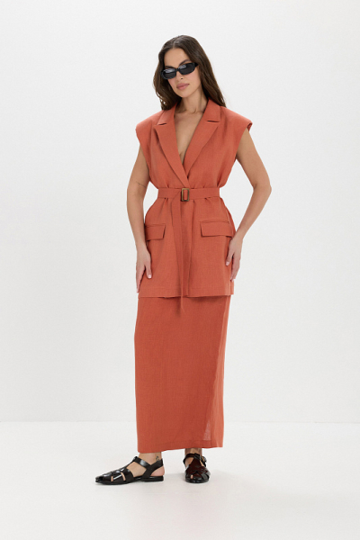 Жилет лен ABDA, цвет: марокканская глина, 712610203517 купить онлайн