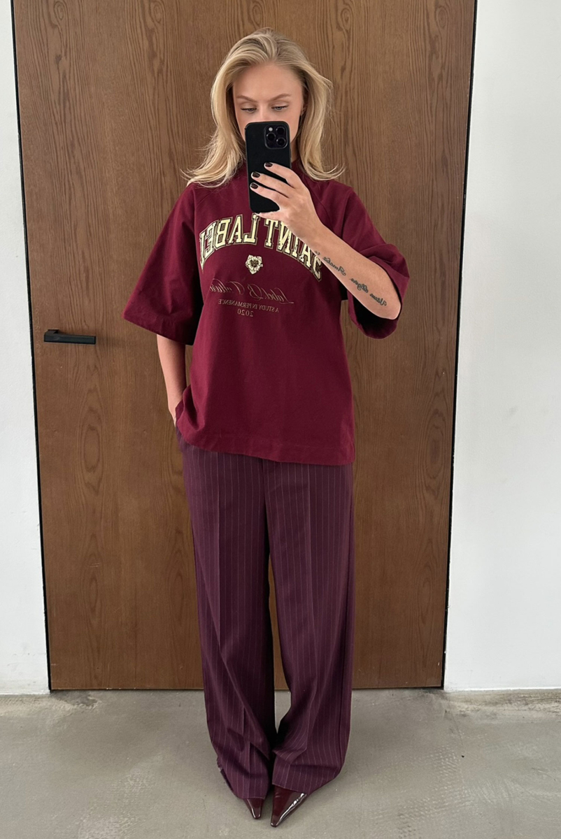 Футболка с рукавом реглан HRTG BURGUNDY Label .B, цвет: burgundy,  купить онлайн