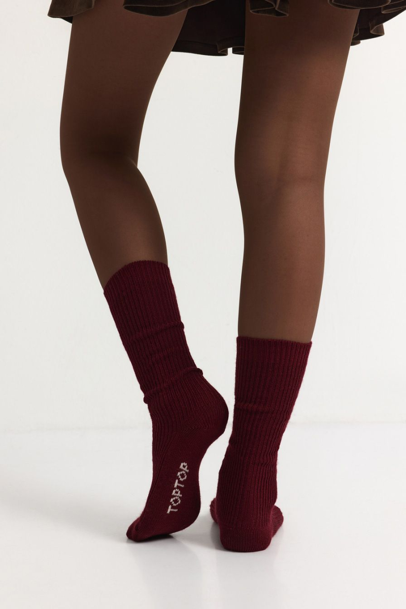 Носки из смесовой шерсти TOPTOP, цвет: Бордовый TT.082.18131.330 купить онлайн