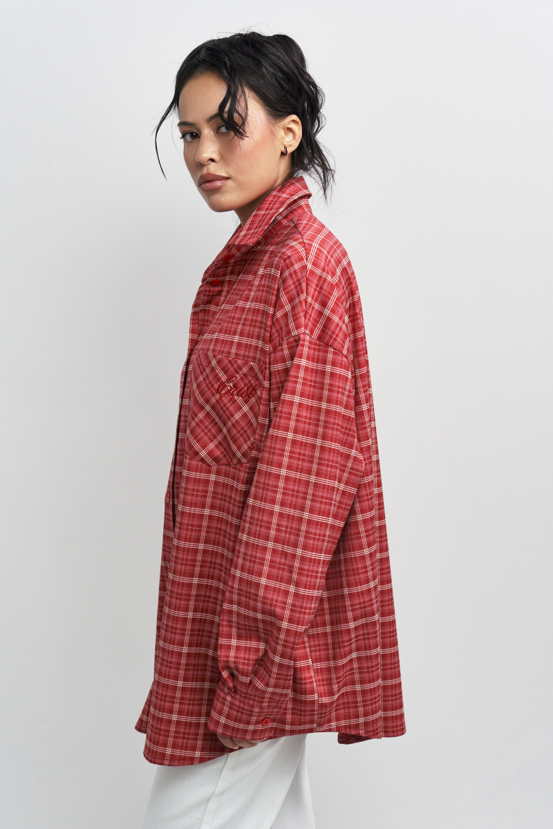 Рубашка в клетку с карманом Волнующий красный Erist store, цвет: красный, НФ-00003258 купить онлайн