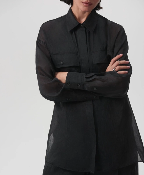 Блузка силуэта умеренный оверсайз GLVR, цвет: Черный, 125G21GAC2212 купить онлайн