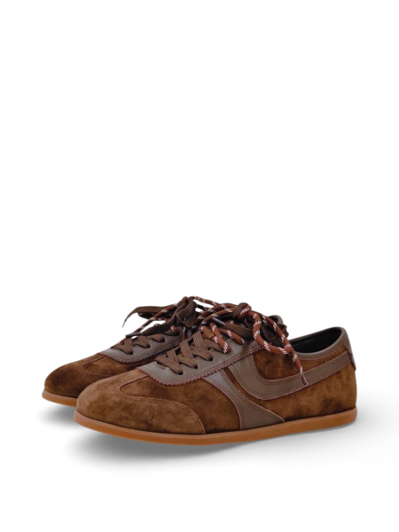 Кеды из натуральной замши GRANDERA, цвет: темно-коричневый  купить онлайн