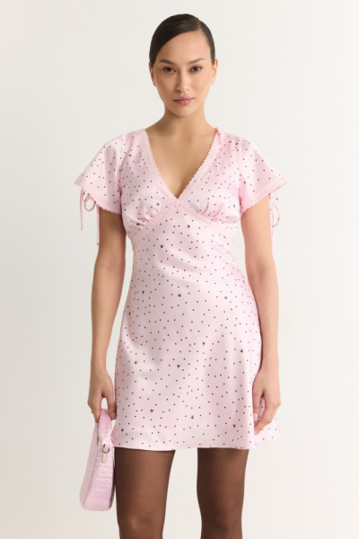 Платье с принтом и кружевной отделкой