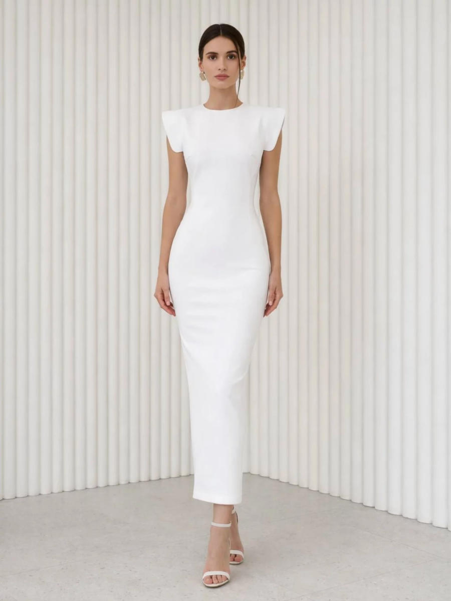 Платье с рельефами и крыльями