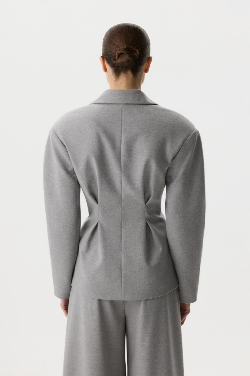 Жакет с защипами по талии Charmstore, цвет: серый меланж, 109-45835-889 купить онлайн