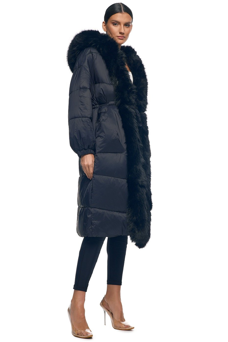 Пуховик удлинённый с мехом SODAMODA, цвет: Черный, 15955 купить онлайн