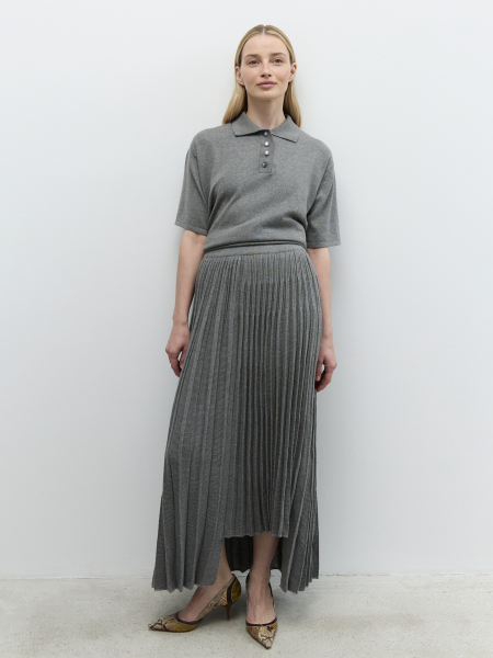 Поло с пуговицами-леденцами AROUND, цвет: серый, 219_54CA001 купить онлайн