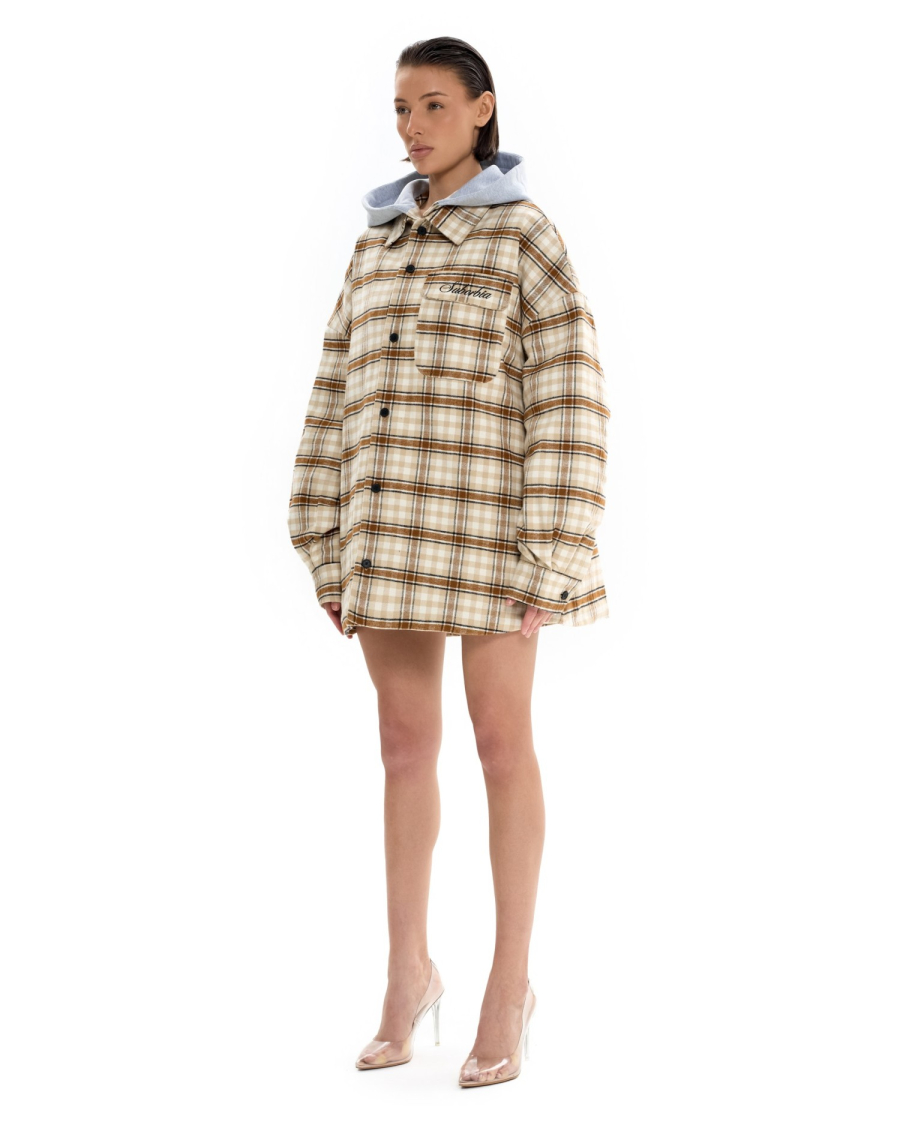 Куртка-рубашка со съемным капюшоном Suborbia, цвет: бежевый/черный, 006827 купить онлайн