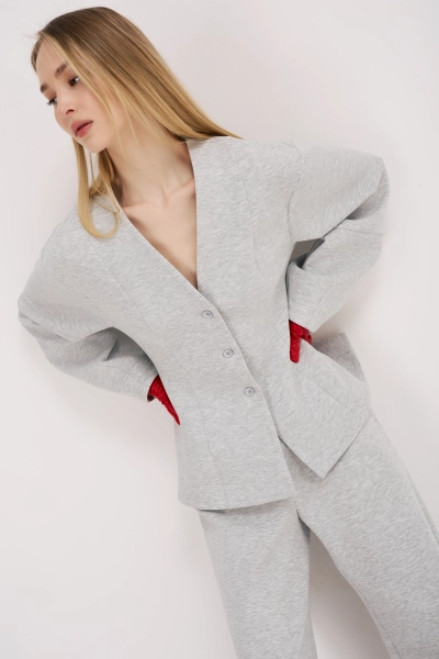 Жакет из трикотажного модала Ricoco, цвет: серый меланж,  купить онлайн