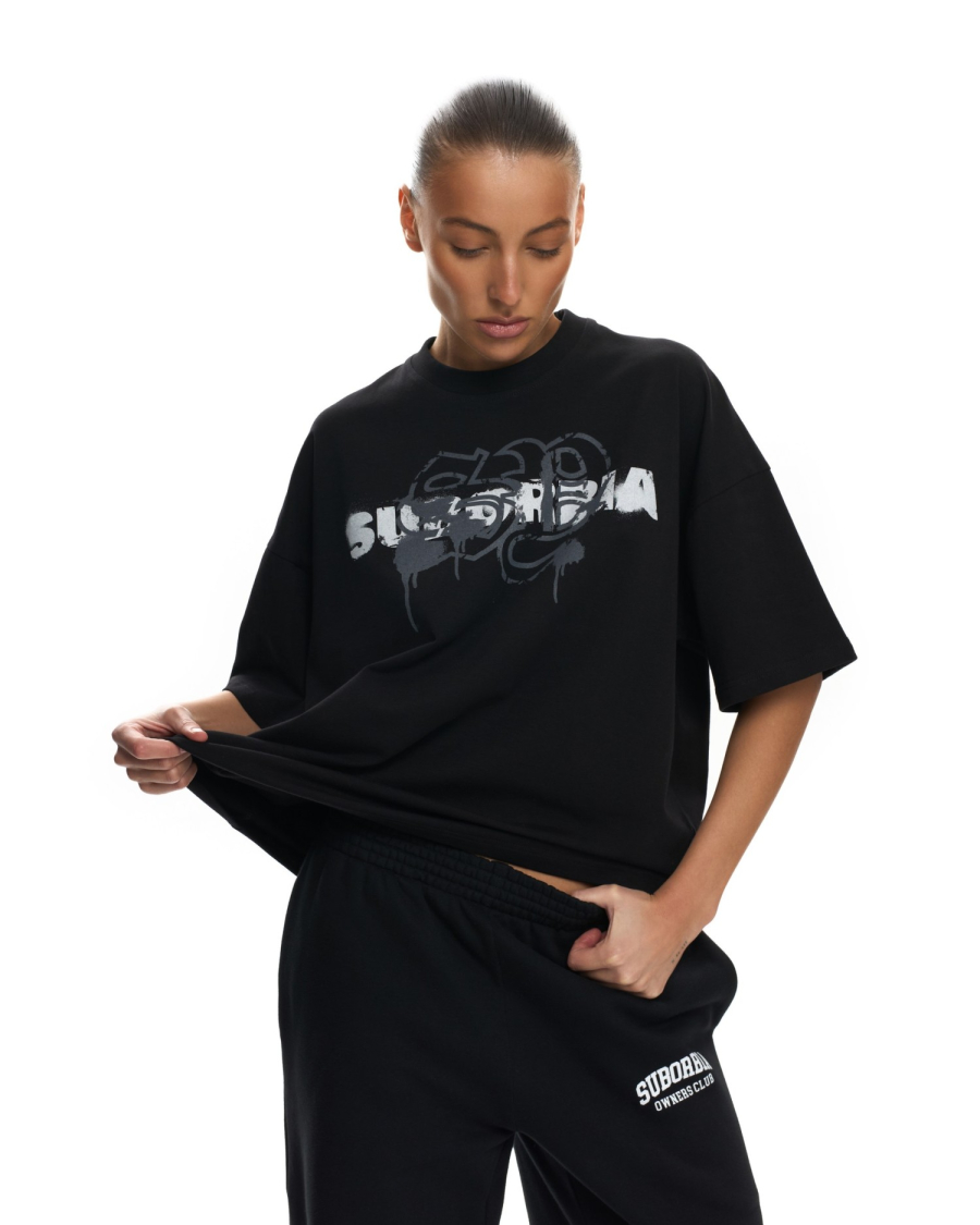 Футболка с принтом Suborbia, цвет: Черный-белый,  купить онлайн