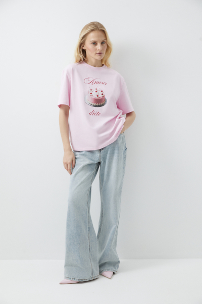 Футболка с принтом Love Charmstore, цвет: розовый, 212-31122-221 купить онлайн