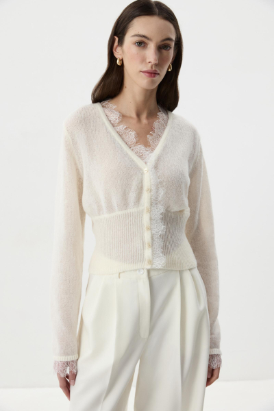 Кардиган с кружевом Charmstore, цвет: молочный, 305-49181-111 купить онлайн