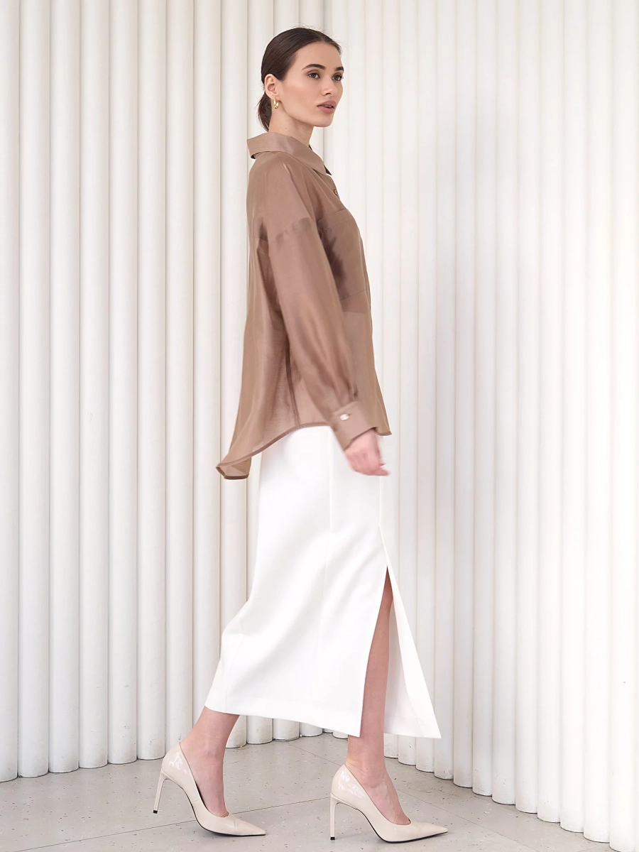 Блуза-рубашка воздушная I.B.W., цвет: карамель, BL030 купить онлайн