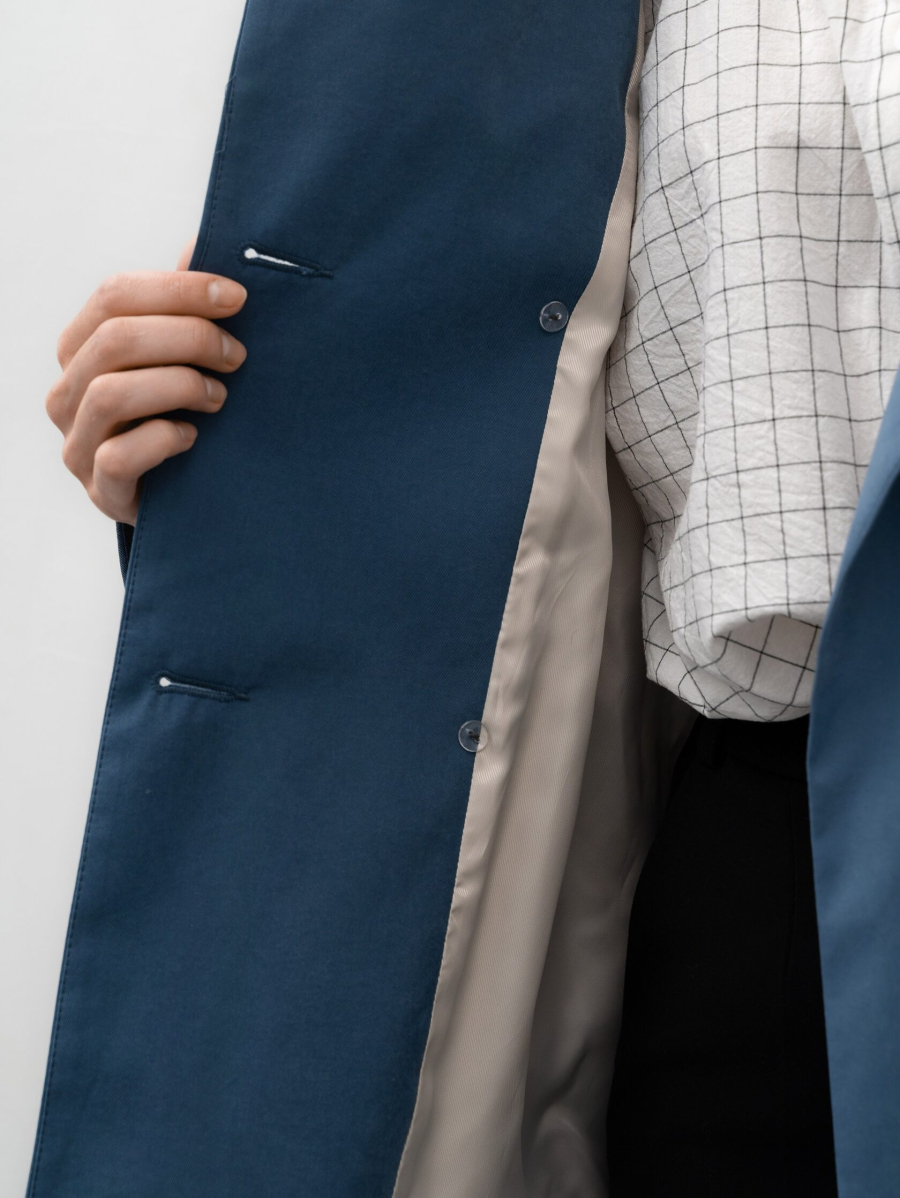 Тренч укороченный TRES, цвет: синий, НФ-00002749 купить онлайн