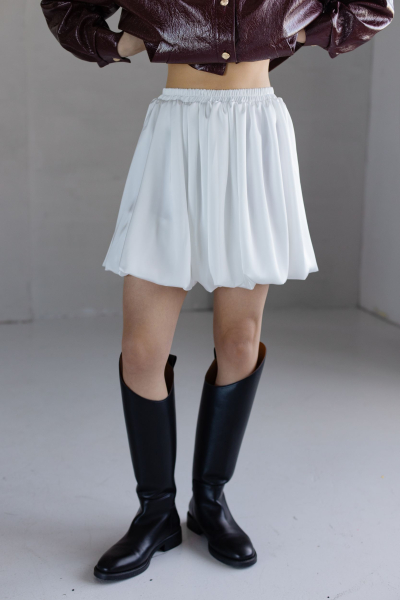 Юбка из шелка баллон мини VLVT, цвет: молочный, 00-00005383 купить онлайн