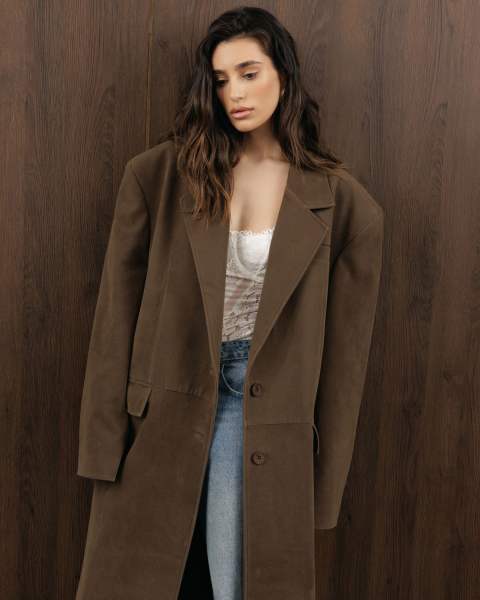 Замшевый плащ YONSRU, цвет: коричневый,  купить онлайн