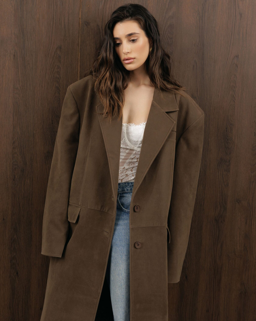 Замшевый плащ YONSRU, цвет: коричневый,  купить онлайн