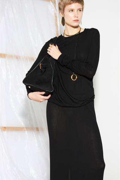 Костюм из вискозы (лонгслив + юбка) MIA AIM, цвет: Черный, MIA580 купить онлайн