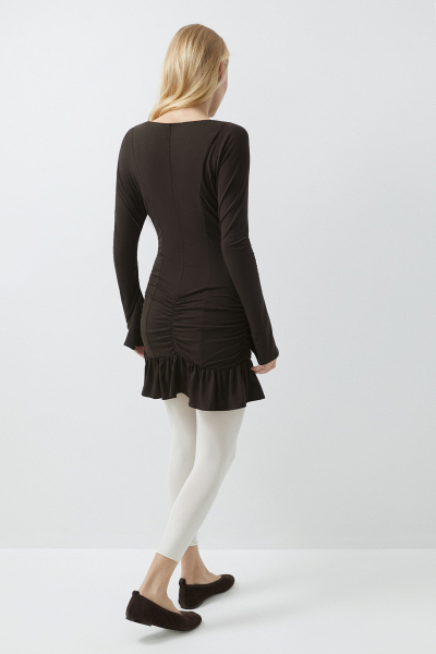 Платье мини со сборками Charmstore, цвет: коричневый, 207-30365-550 купить онлайн