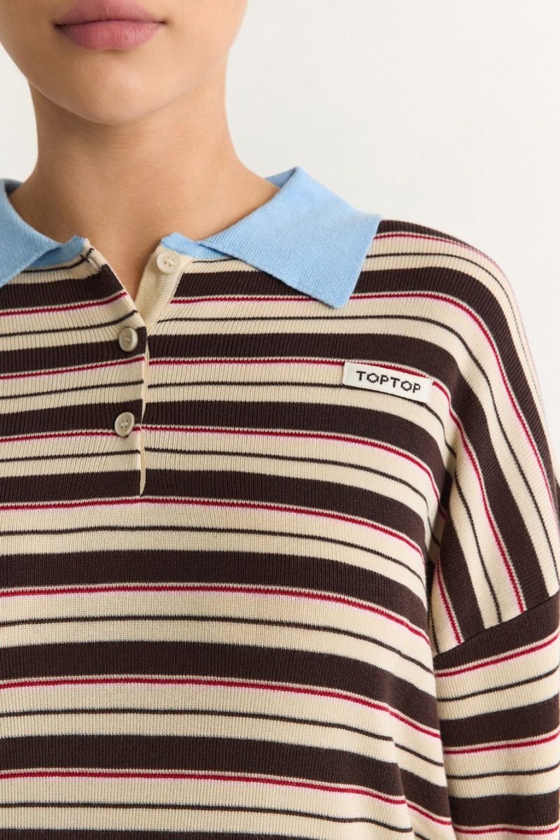 Джемпер с принтом «полоска» TOPTOP, цвет: молочный с принтом, TT.050.19215.121 купить онлайн