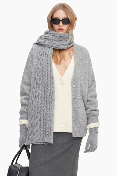 Шарф из смесовой шерсти мериноса TOPTOP, цвет: серый TT.607.15147.800 купить онлайн