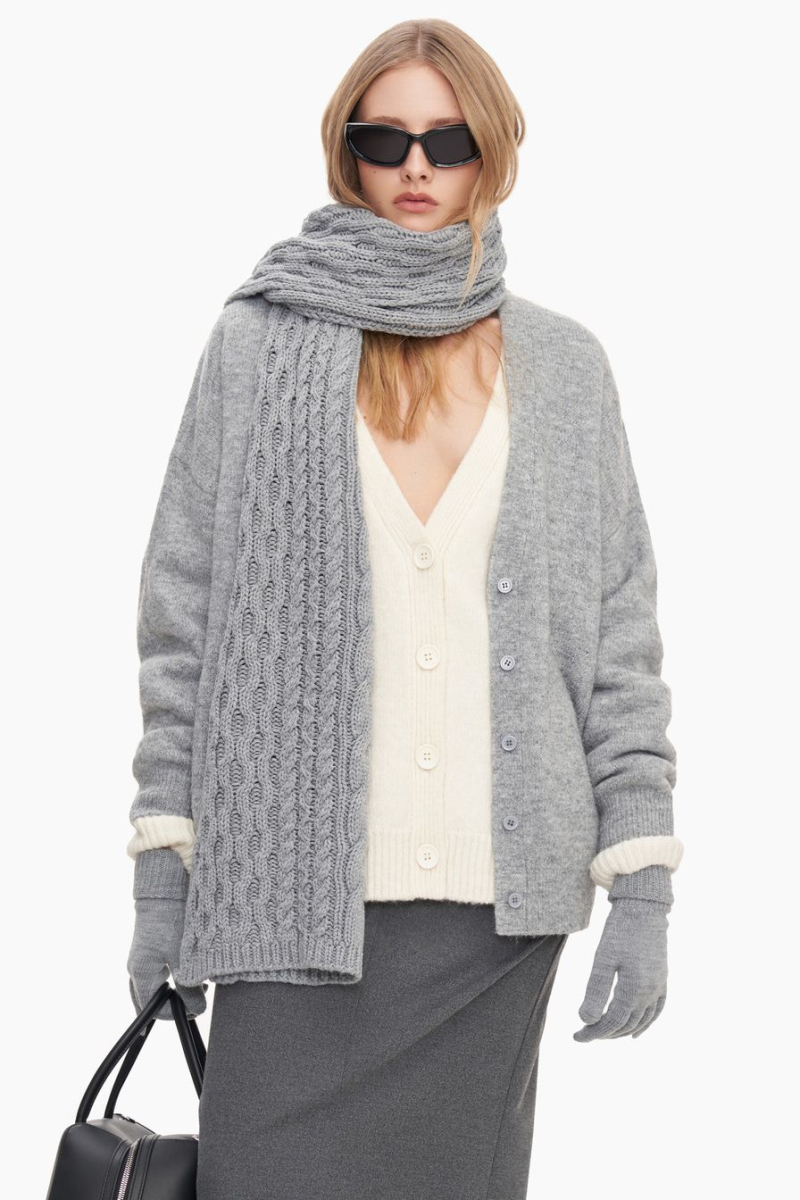 Шарф из смесовой шерсти мериноса TOPTOP, цвет: серый TT.607.15147.800 купить онлайн