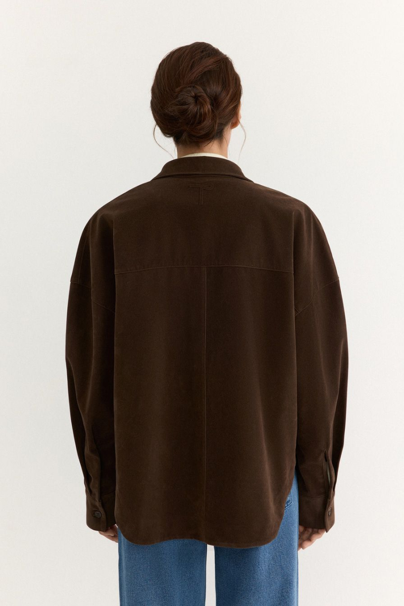 Рубашка из экозамши TOPTOP, цвет: коричневый, TT.021.17921.700 купить онлайн